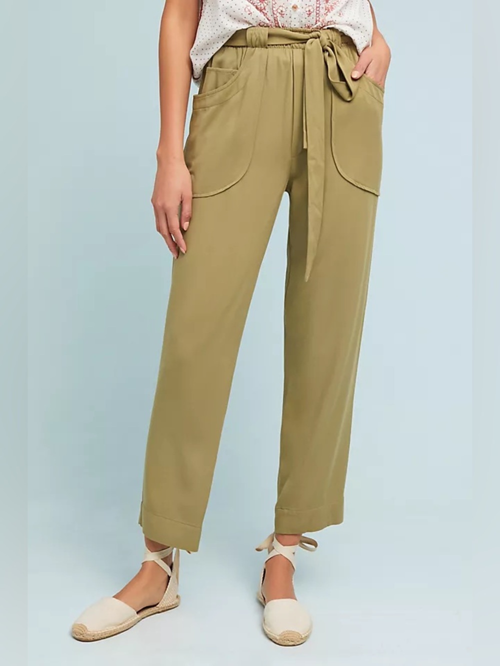 Anthropologie Olive Green Paperbag Waist Track Pants NWT